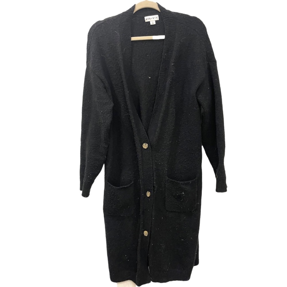 AVA & VIV blavk soft cozy long duster cardigan sweater 1X